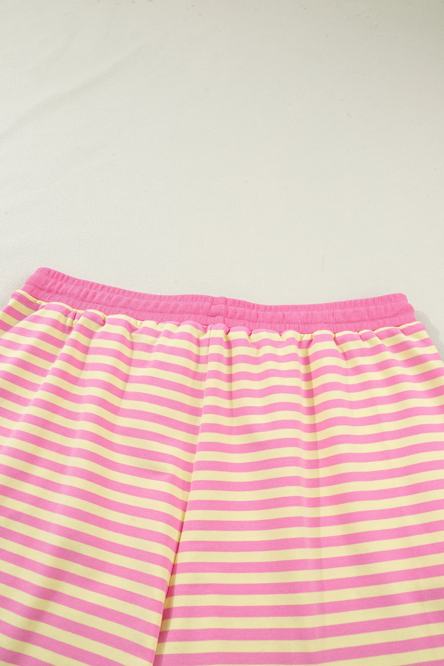 Rose Stripe Boxy Tee Drawstring Elastic Waist Plus Size Short Set