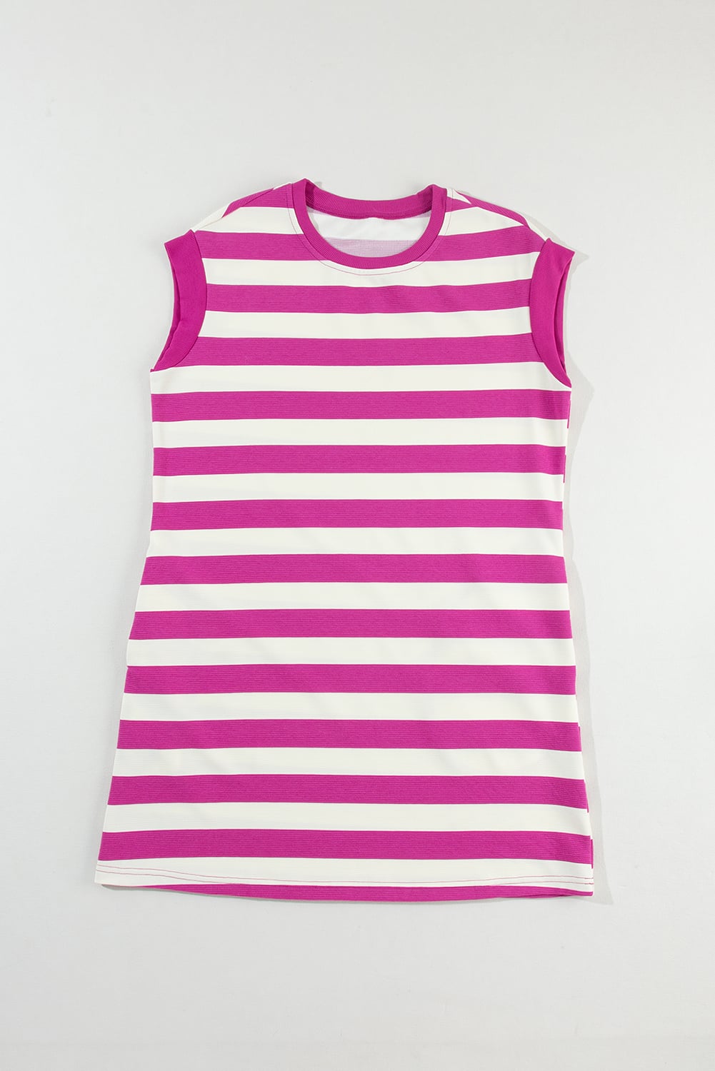 Rose Stripe Cap Sleeve Pocketed Shift T-shirt Dress