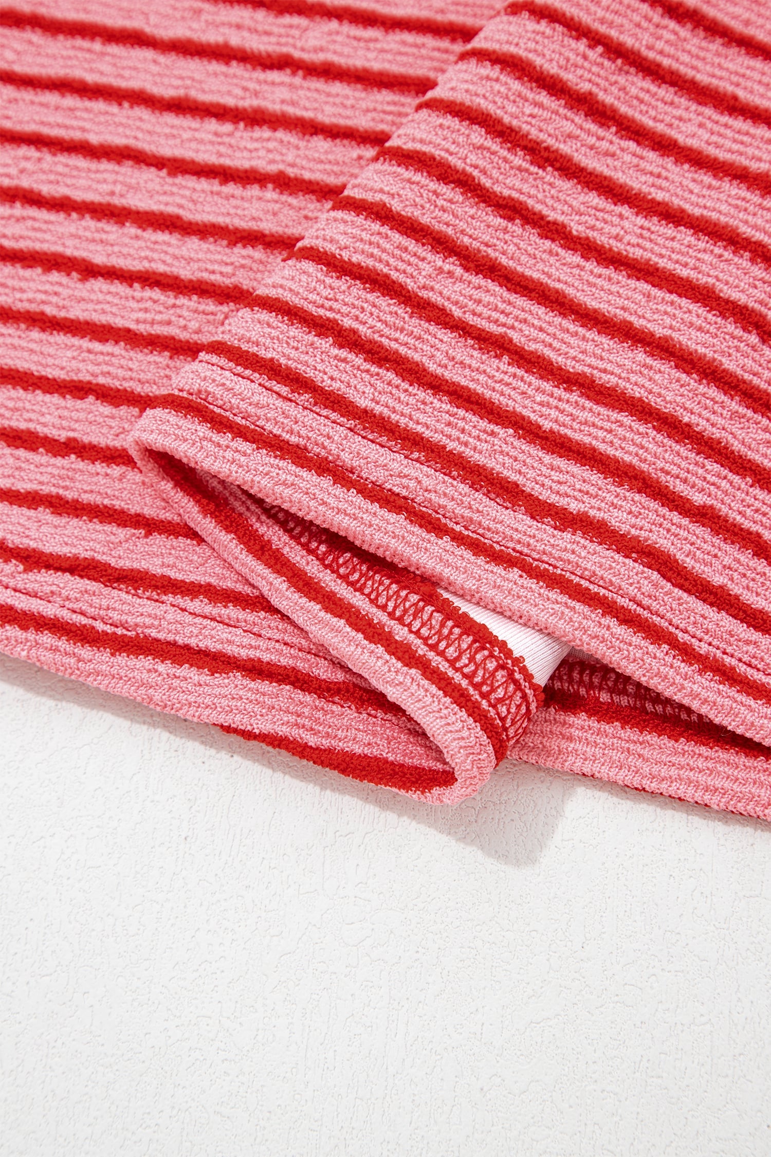 Rose Stripe Crew Neck Tee Drawstring Waist Cropped Pants Set