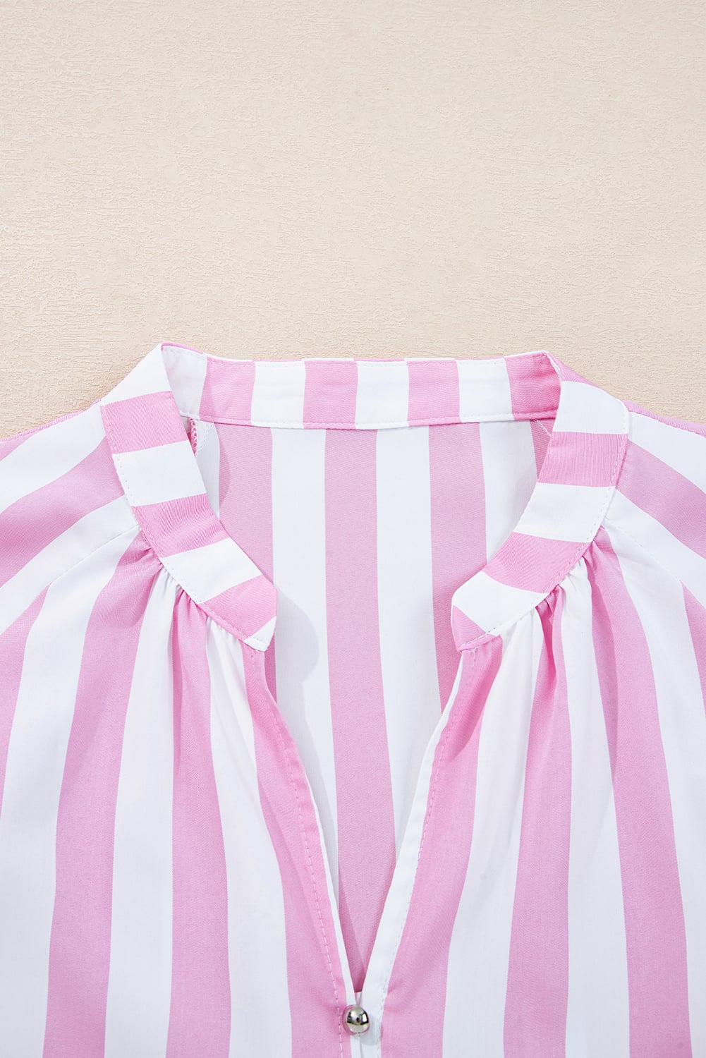 Rose Stripe Bracelet Sleeve Buttons Loose Mini Dress