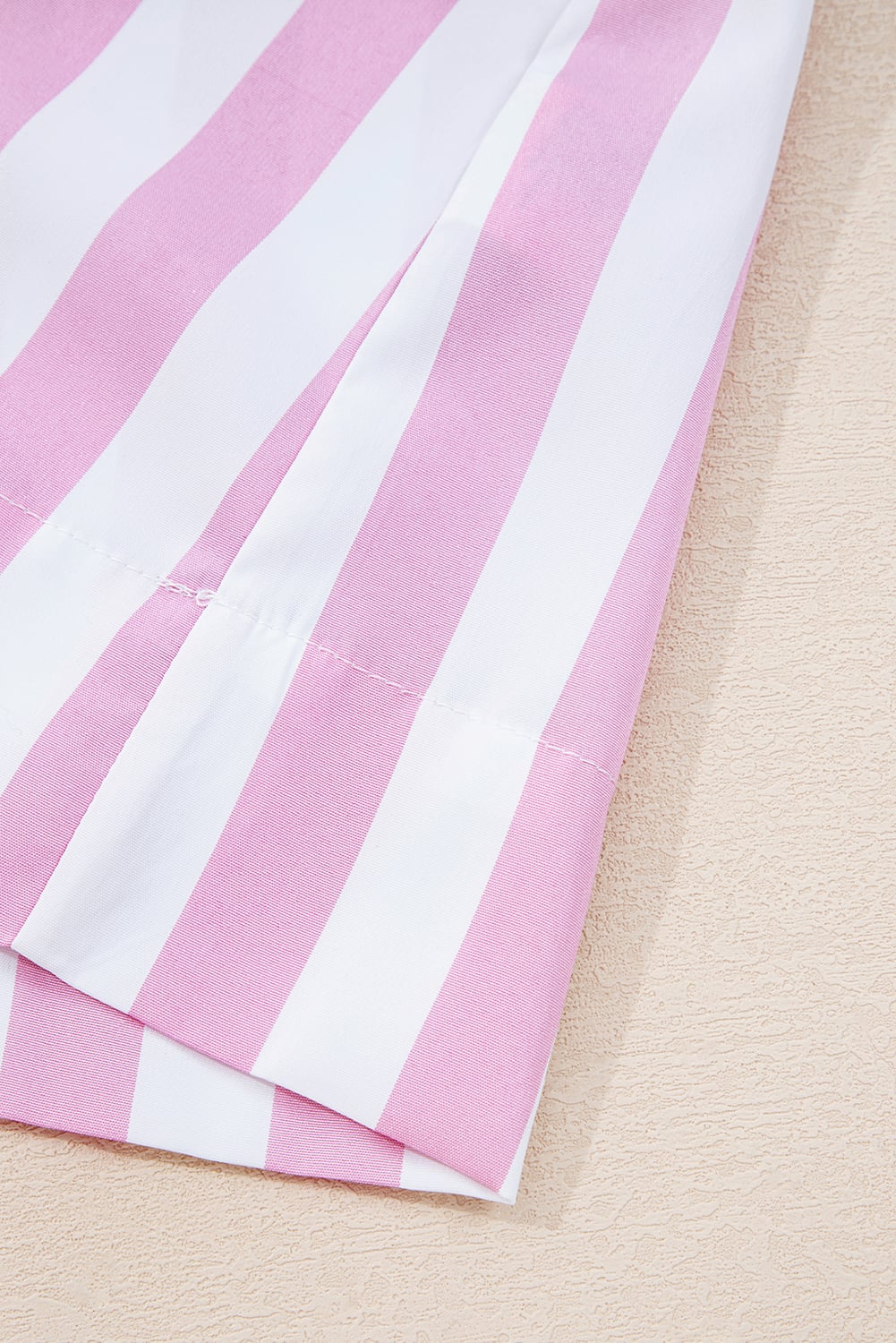 Rose Stripe Bracelet Sleeve Buttons Loose Mini Dress