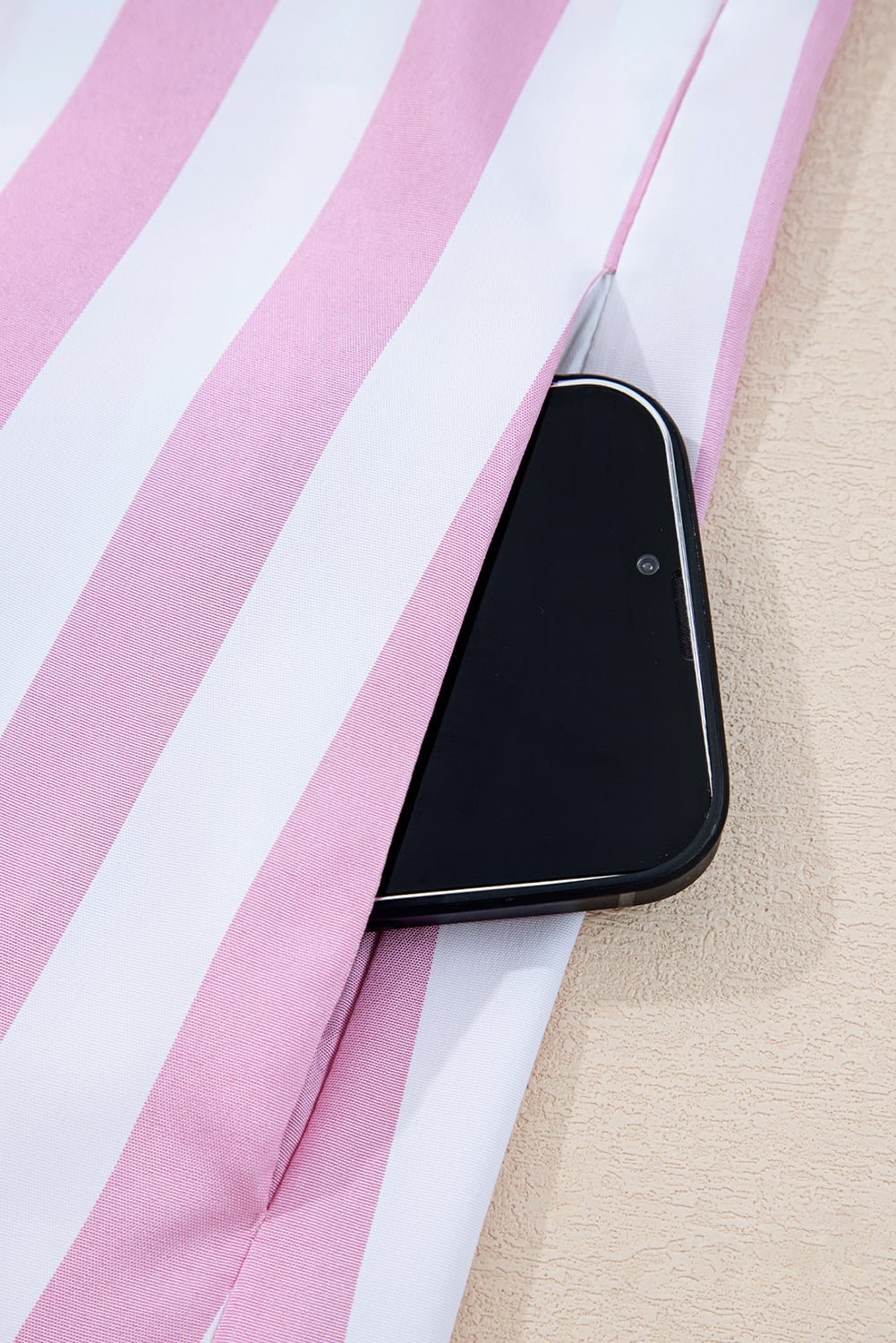 Rose Stripe Bracelet Sleeve Buttons Loose Mini Dress