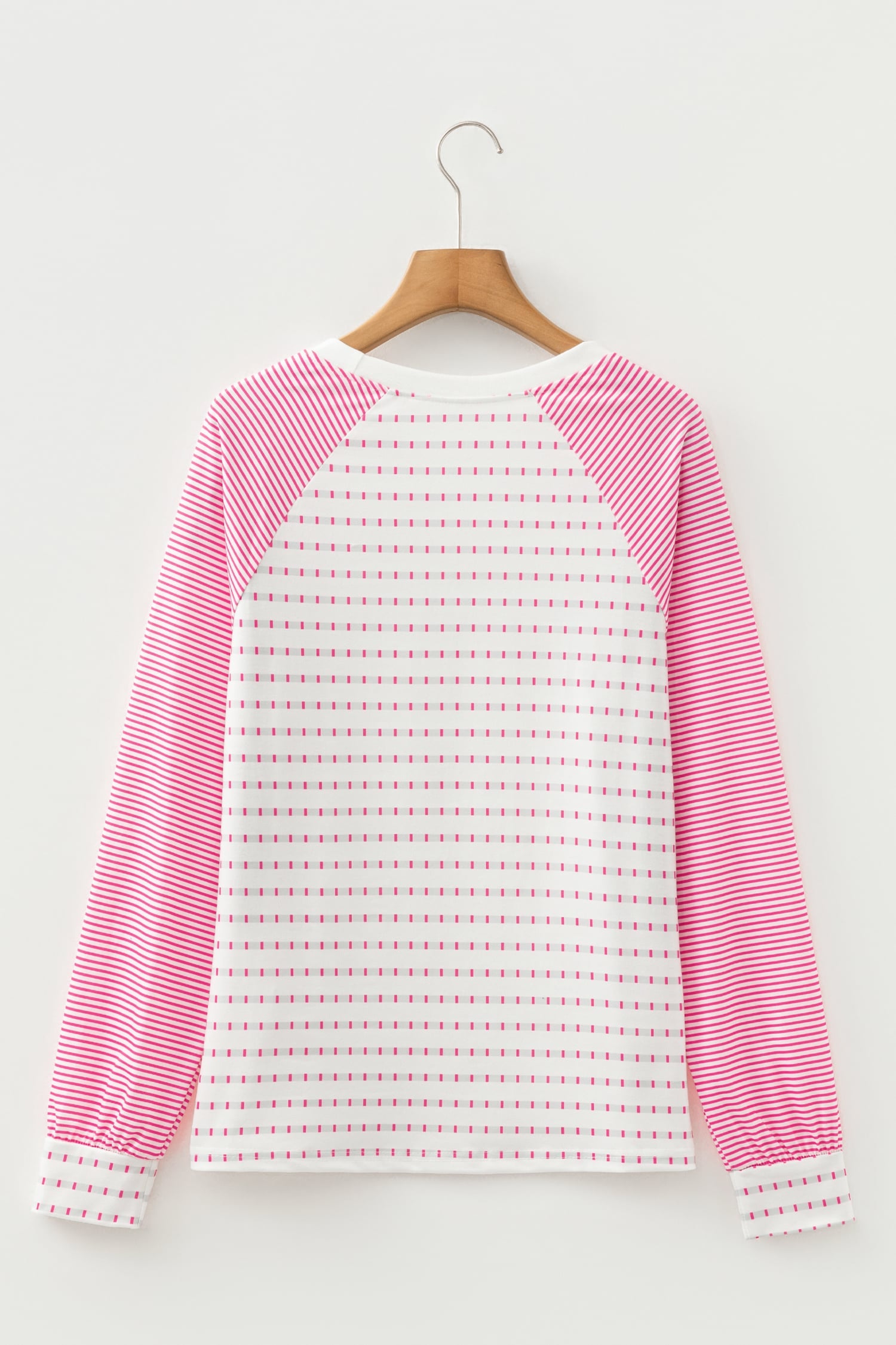 Rose Stripe Raglan Patchwork Long Sleeve Tee