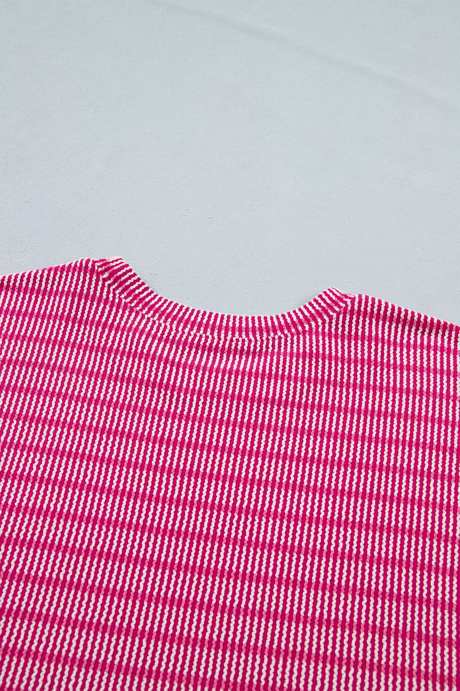Rose Stripe Raised Rib Loose Tee Drawstring Elastic Waist 2pcs Short Set