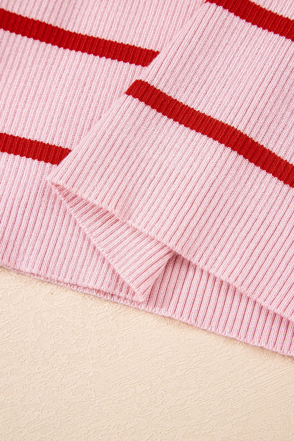 Rose Stripe Striped Scalloped Edge U Neck Sleeveless Sweater Vest