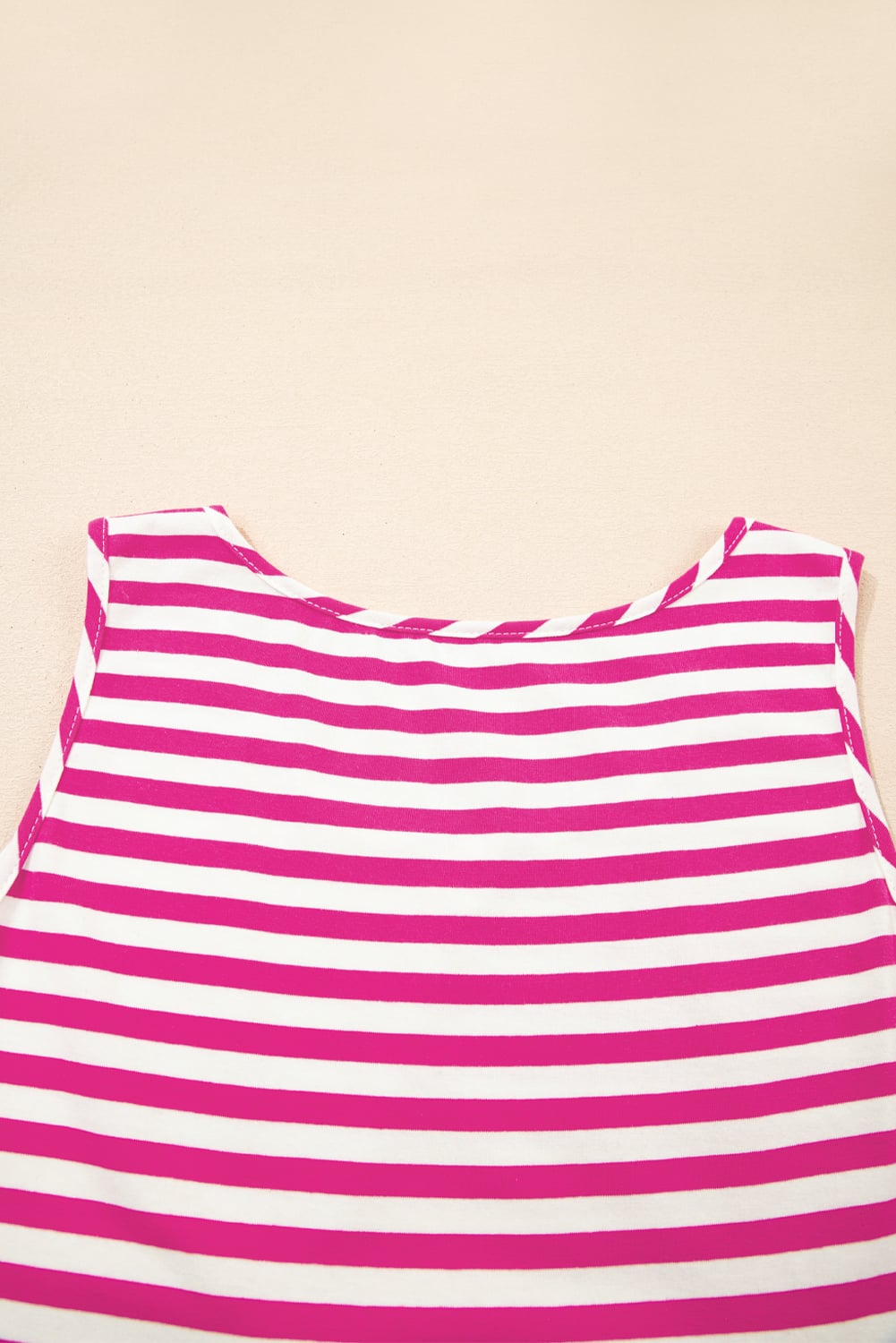 Rose Stripe U Neck Sleeveless Loose Fit Mini Dress