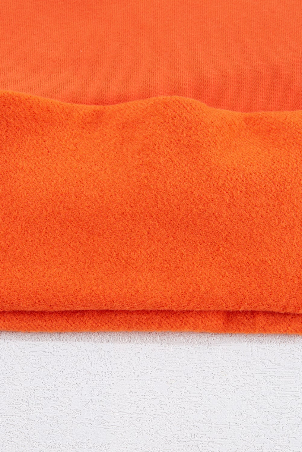 Russet Orange Solid Fleece Lined Drop Shoulder Terry Sweatshirt