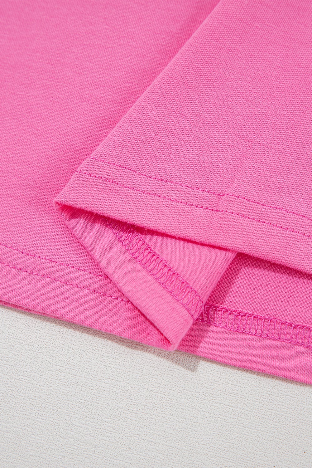 Sachet Pink Bright Casual Plain Crew Neck Tee