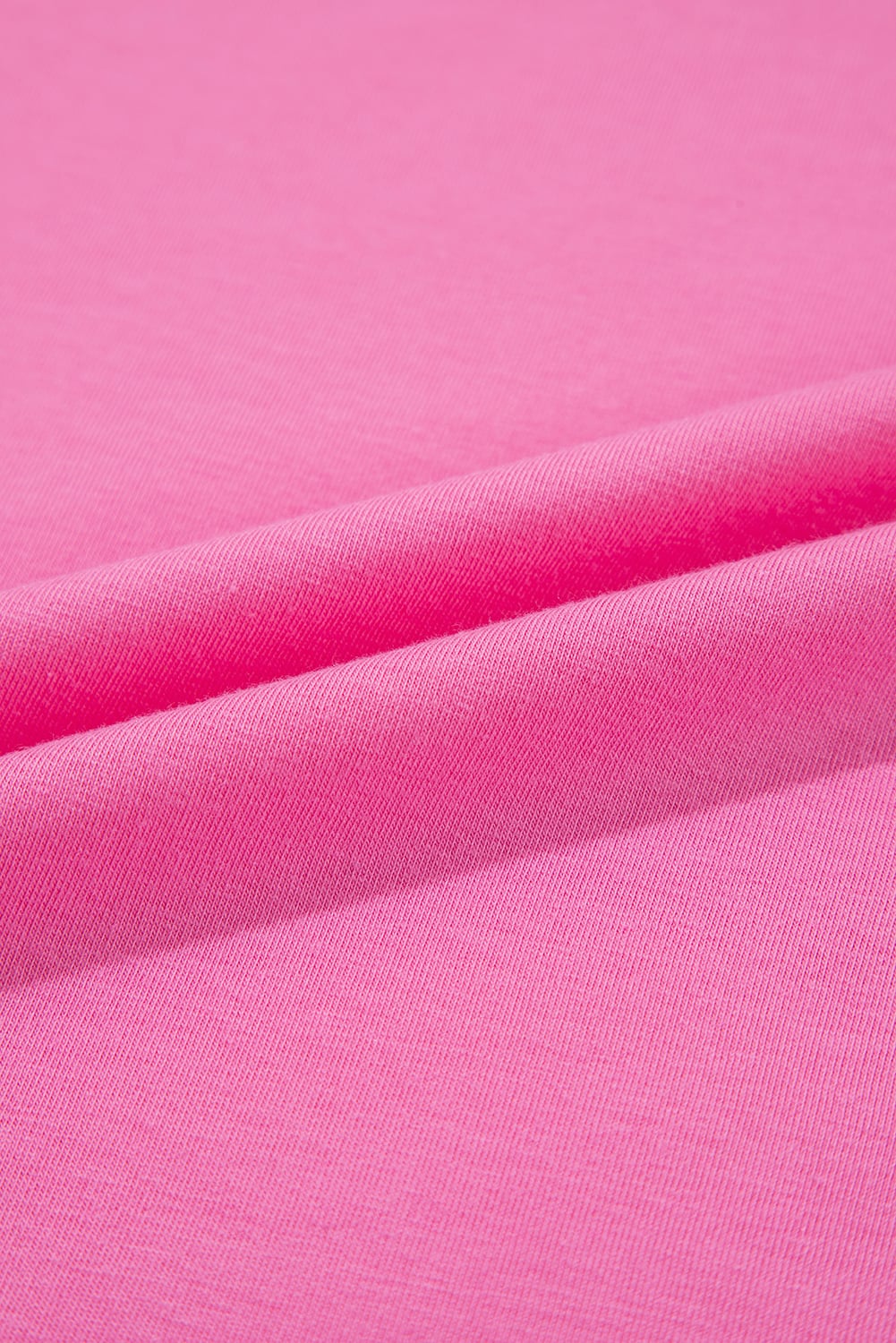 Sachet Pink Bright Casual Plain Crew Neck Tee