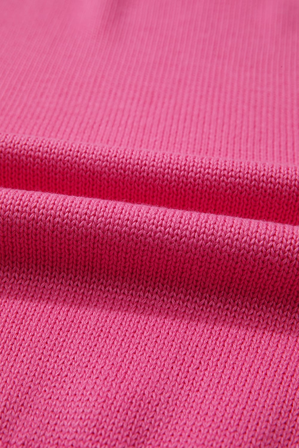 Sachet Pink Contrast Crew Neck Pearled Decor Drop Shoulder Knit Sweater