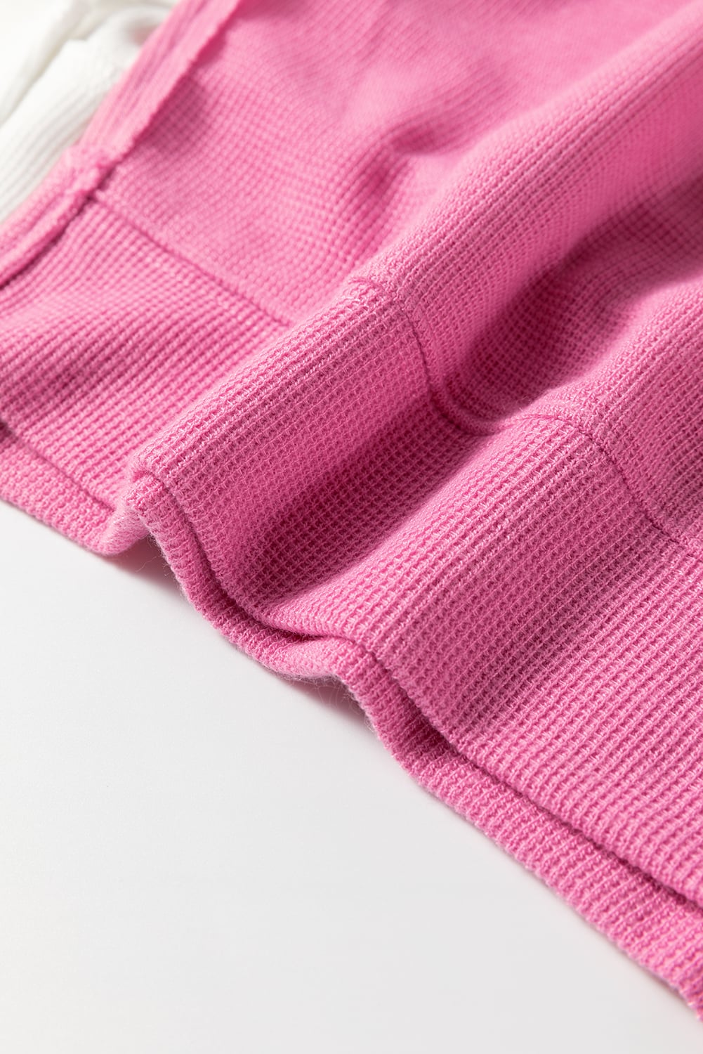 Sachet Pink Exposed Seam Striped Color Block Patchwork Long Sleeve Top