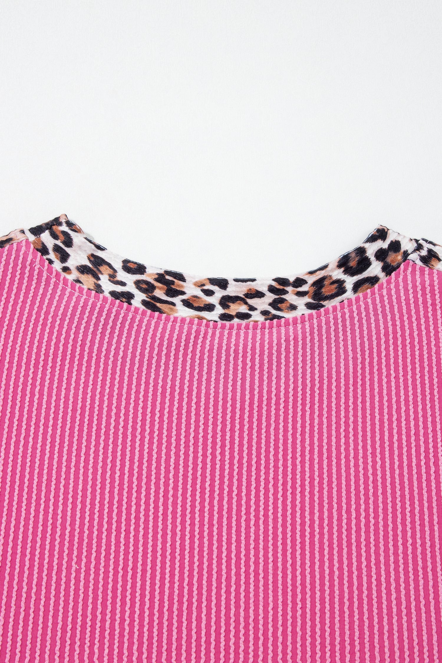 Sachet Pink Leopard Trim Twist Ribbed Short Set