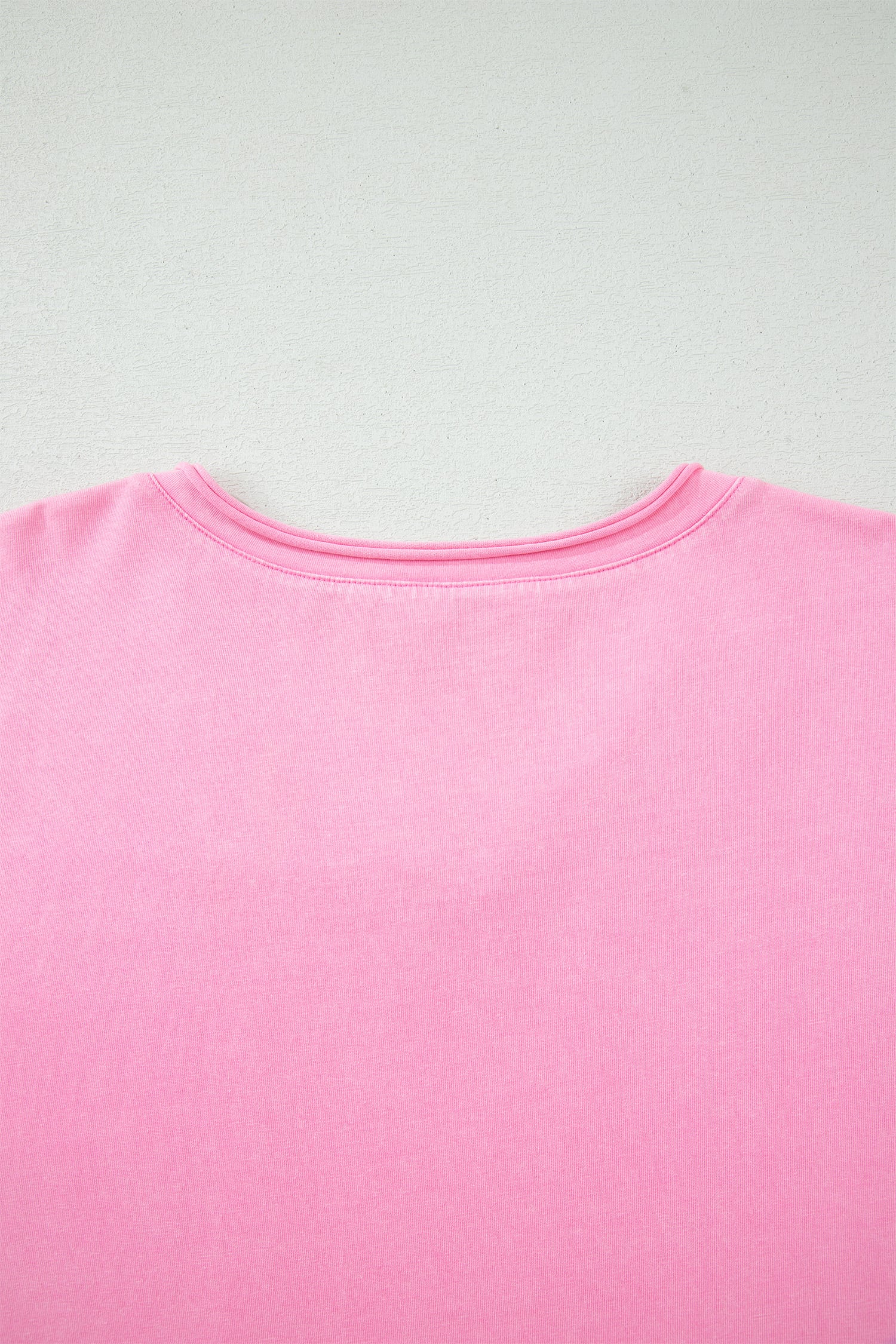 Sachet Pink Plus Size Mineral Wash Raw Edge Round Neck Tee