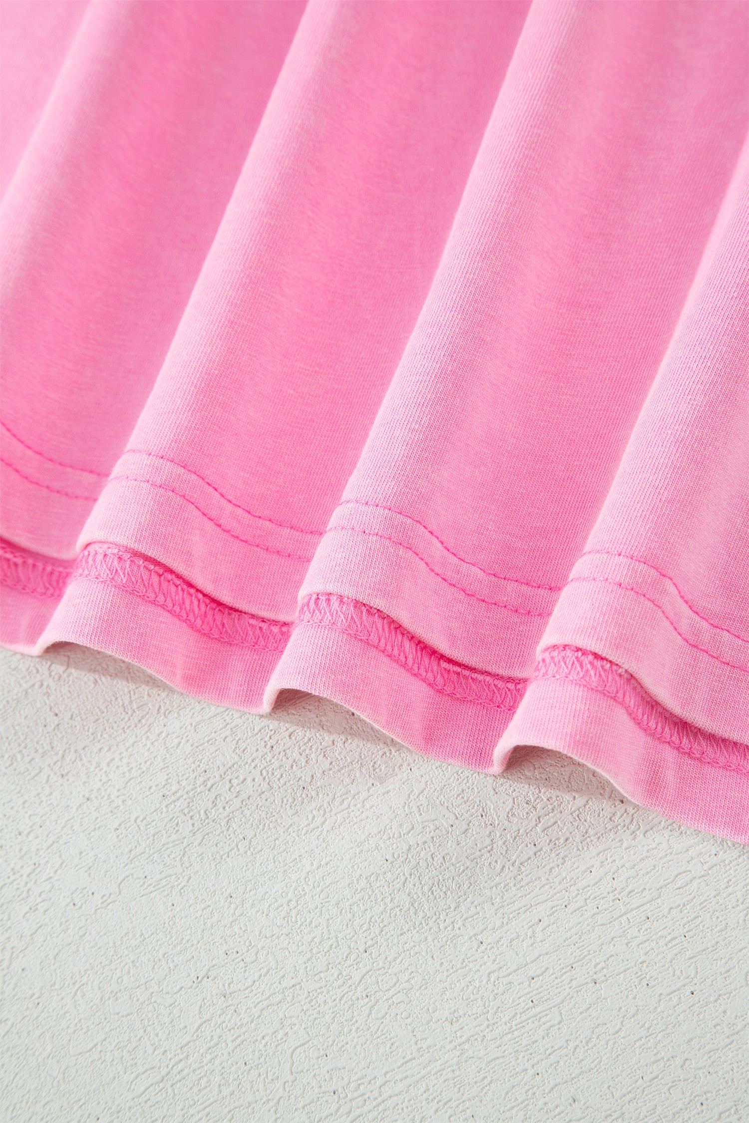Sachet Pink Plus Size Mineral Wash Raw Edge Round Neck Tee