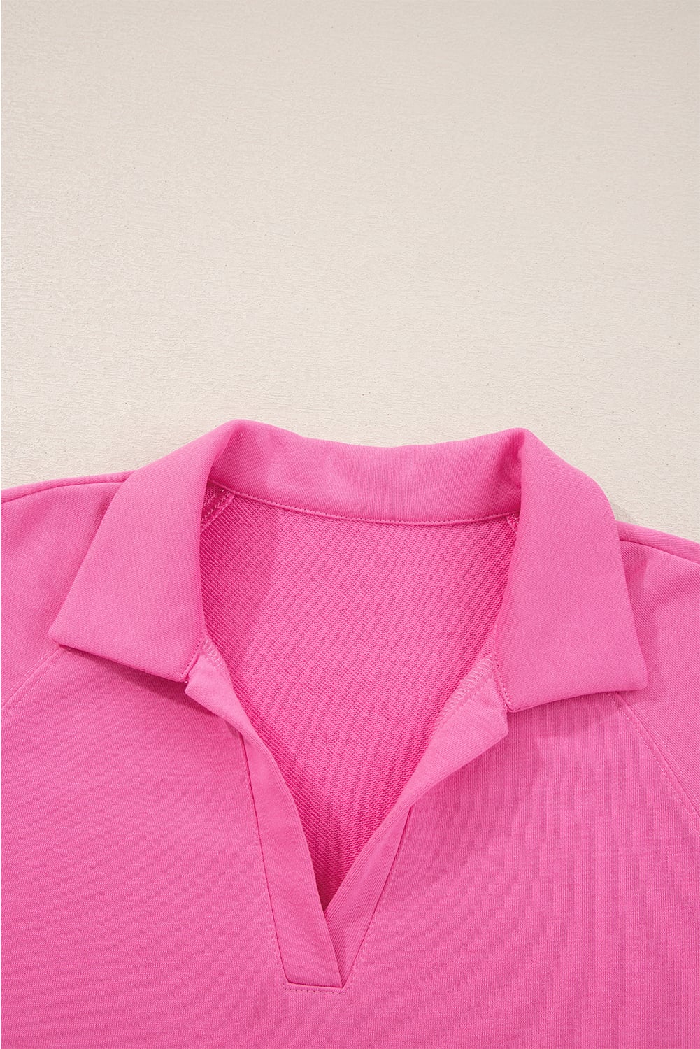 Sachet Pink Solid Color Collared Pullover and Central Seam Pants Set