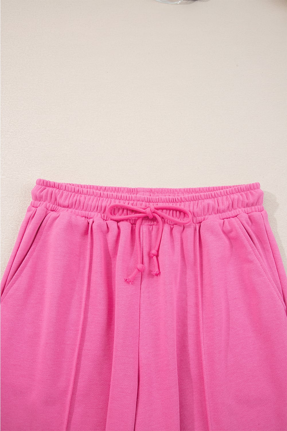 Sachet Pink Solid Color Collared Pullover and Central Seam Pants Set