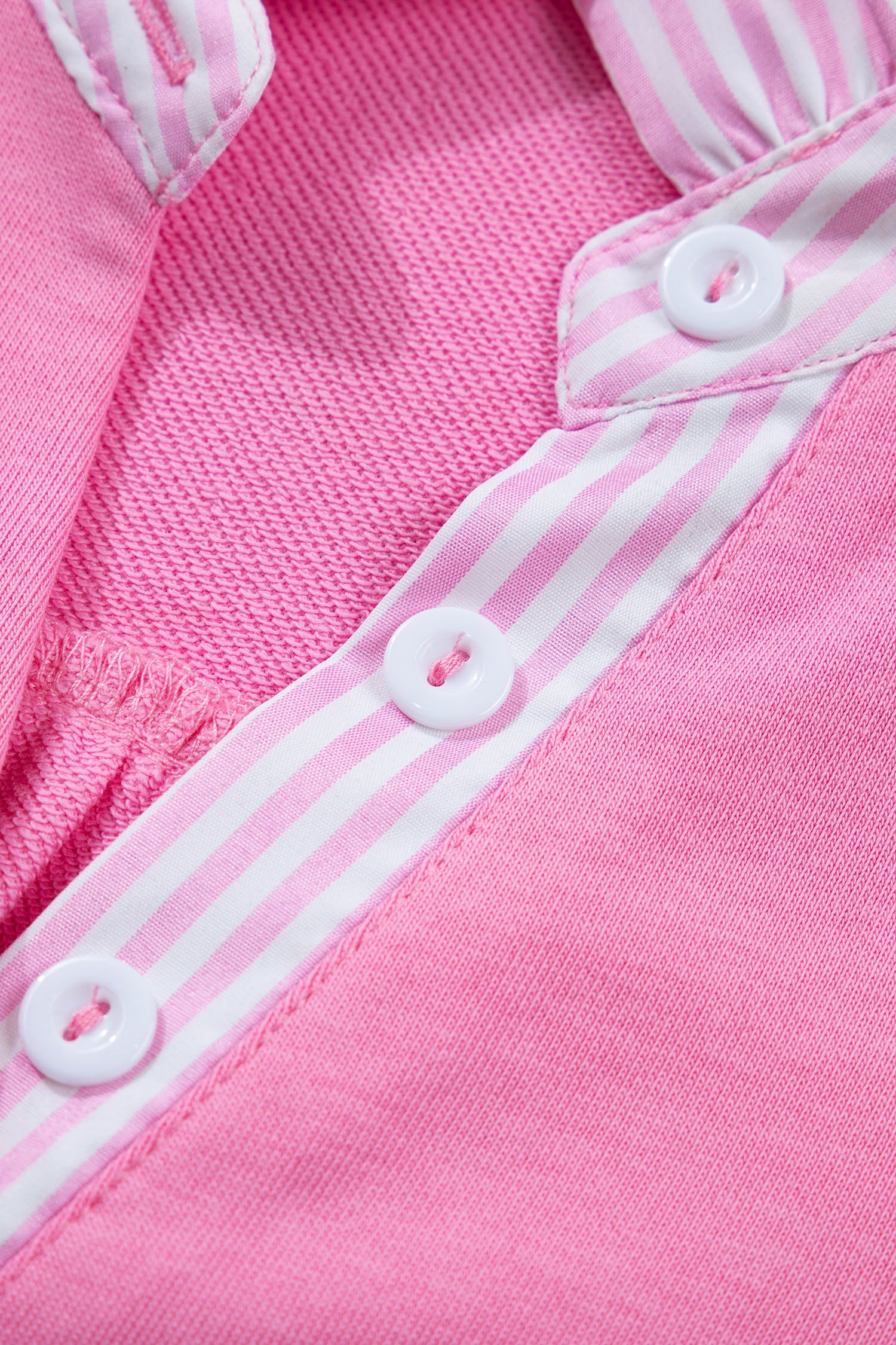 Sachet Pink Striped Frilled Collar Short Sleeve Blouse