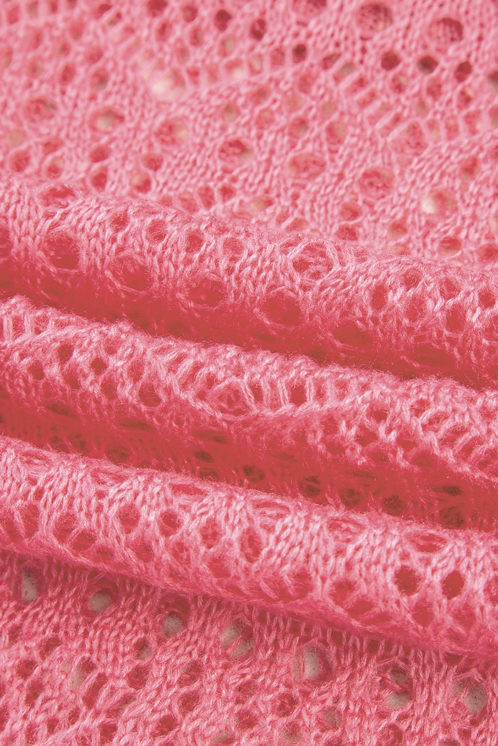 Sachet Pink Stylish Hollowed Pattern Knit Round Neck Sweater