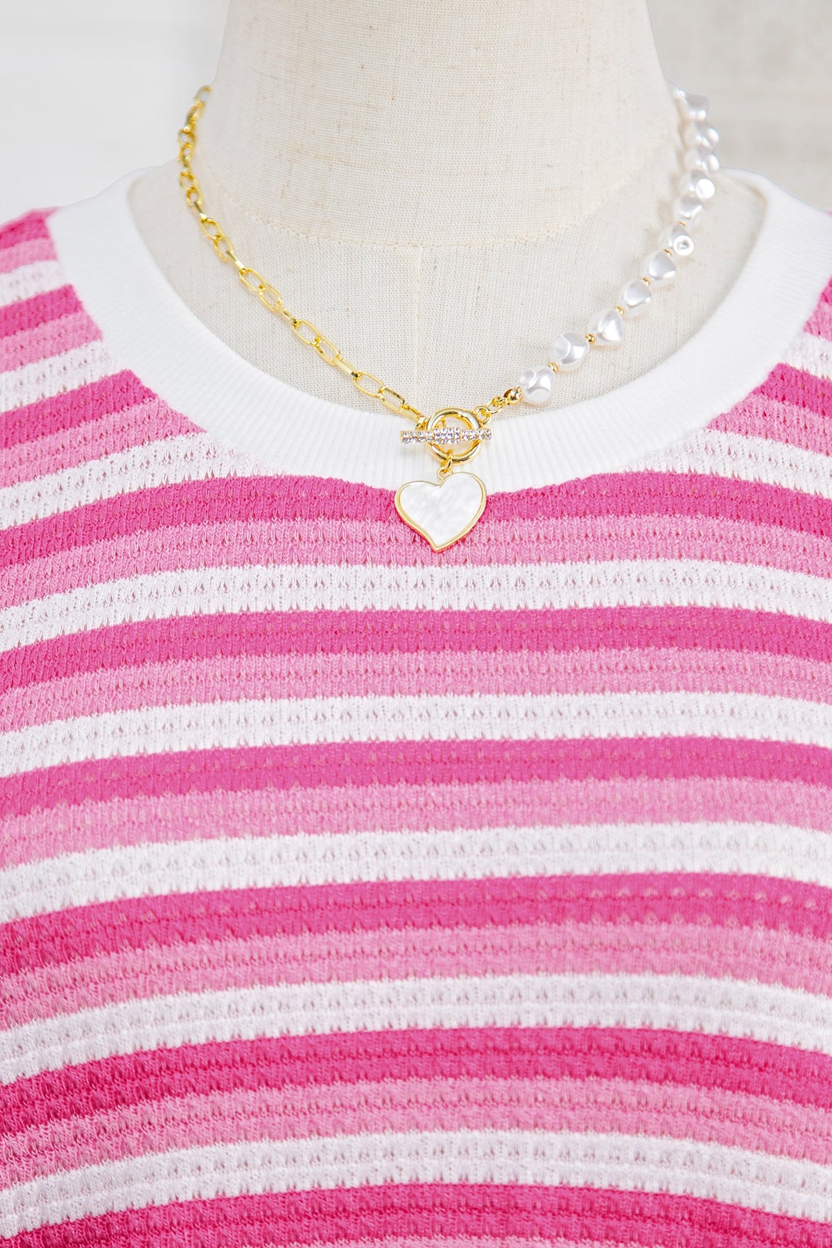 Sachet Pink Textured Knit Short Sleeve Crossed Detail Tee