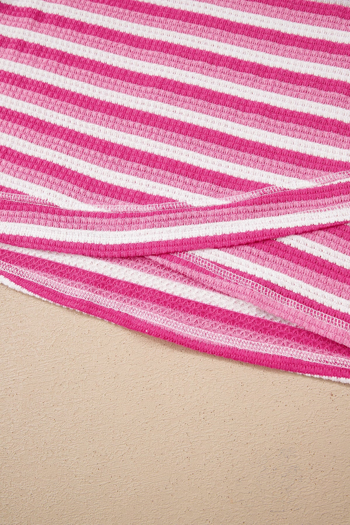 Sachet Pink Textured Knit Short Sleeve Crossed Detail Tee