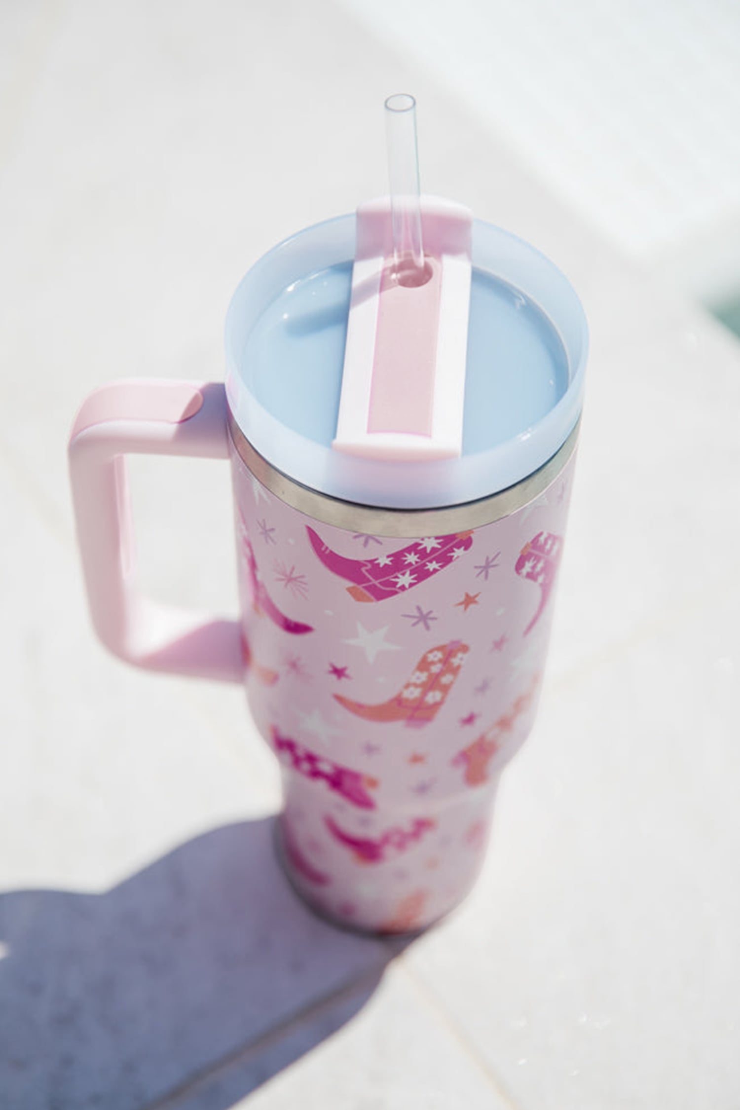 Sachet Pink Western Boot Tumbler with Straw 40oz