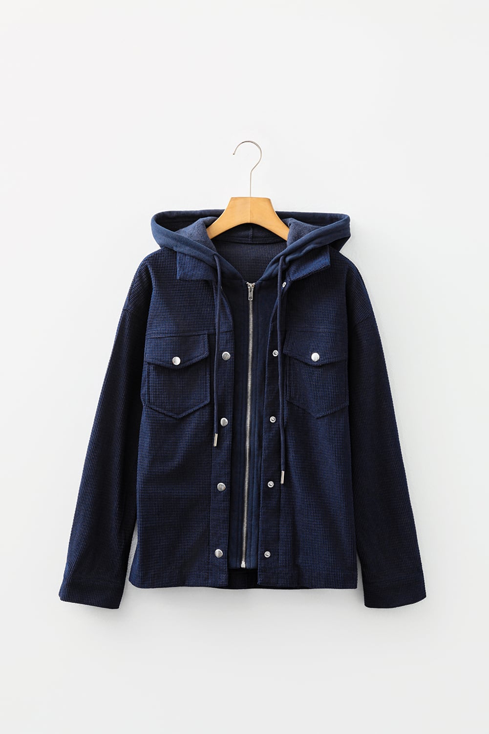 Sail Blue 2 in 1 Thermal Knit Textured Hooded Jacket