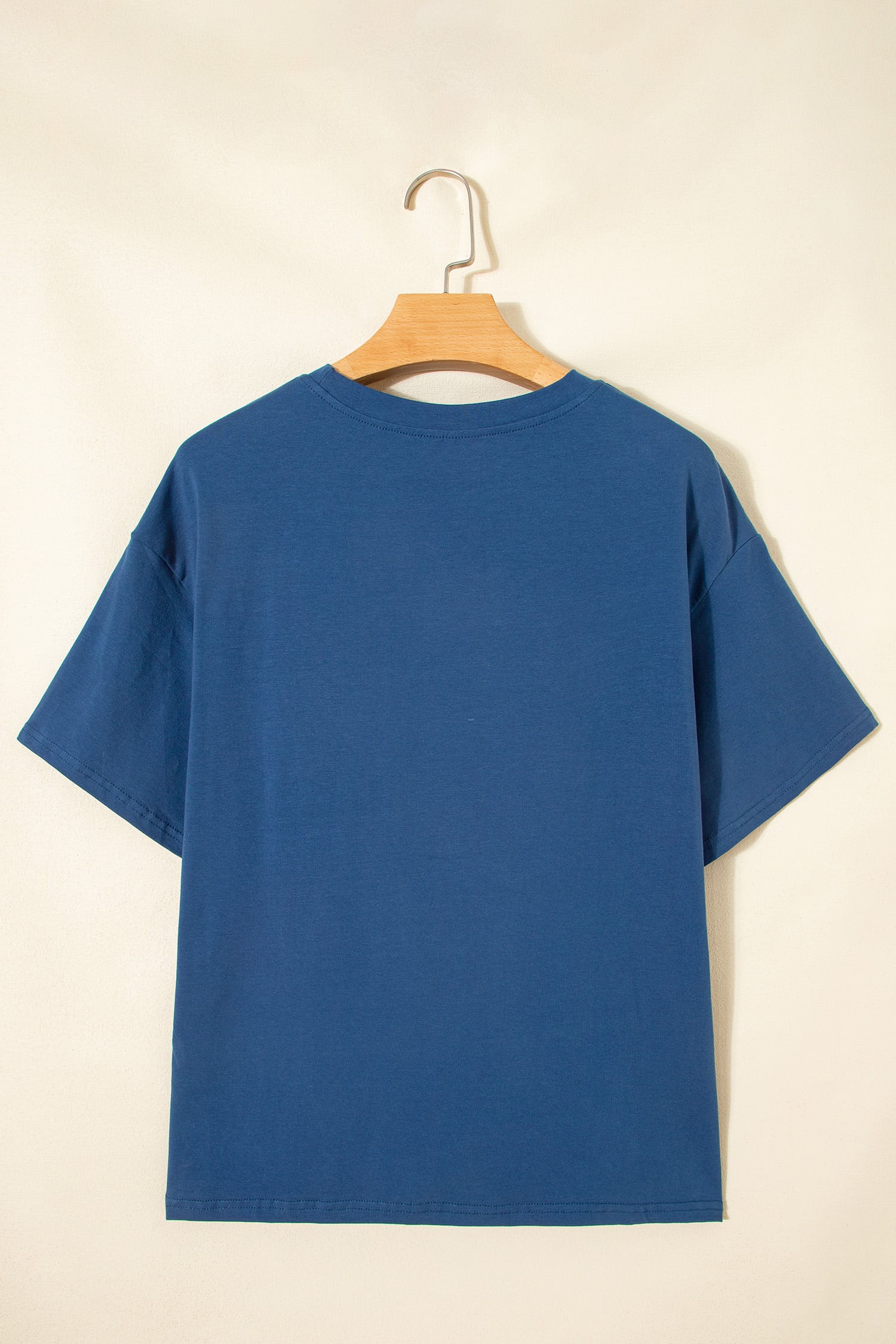 Sail Blue Color Block Chest Pocket Patched Casual Short Sleeve Top