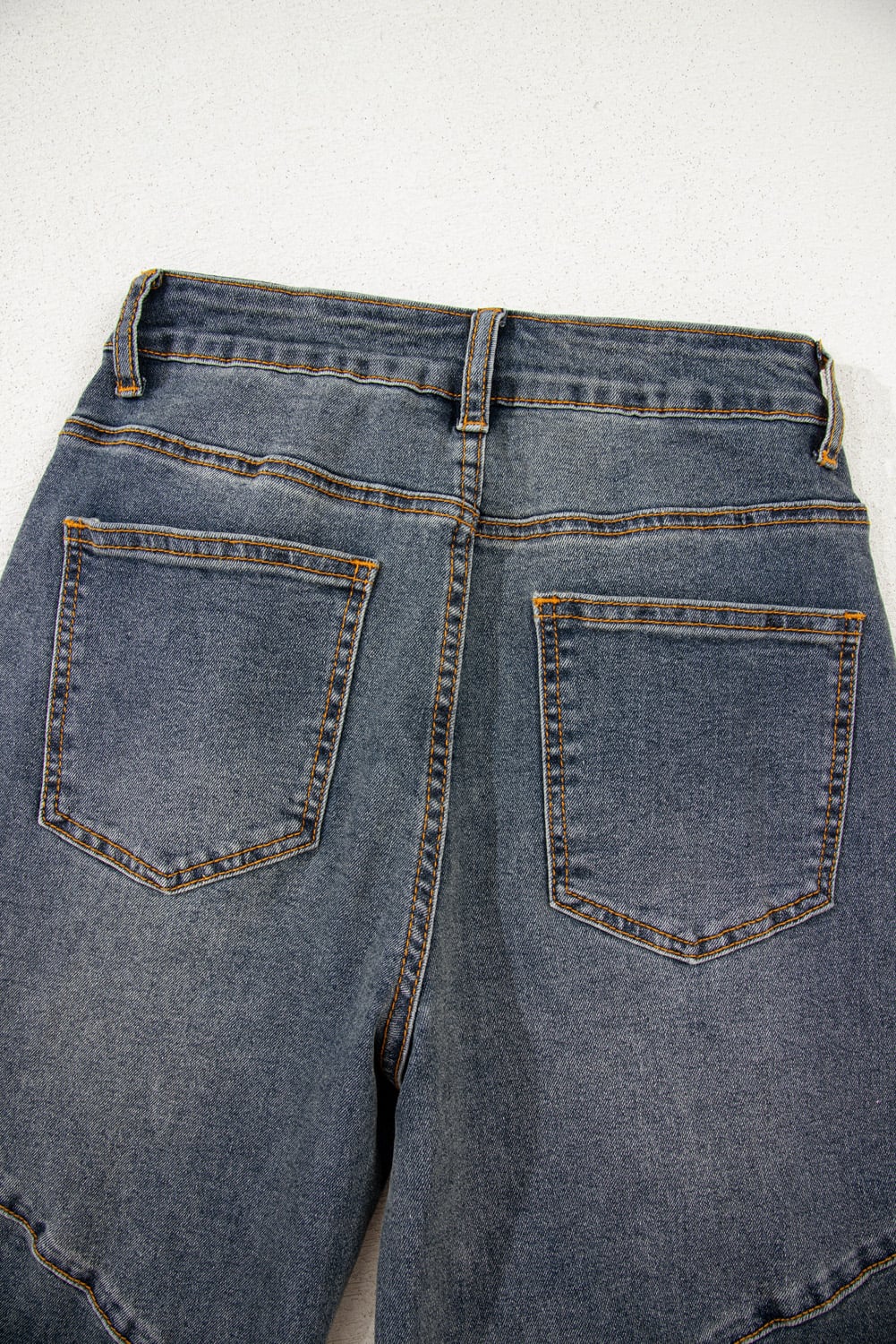 Sail Blue Exposed Stitching Loose Straight High Waist Barrel Jeans