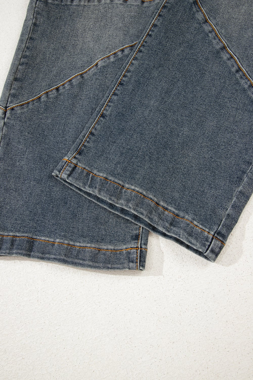 Sail Blue Exposed Stitching Loose Straight High Waist Barrel Jeans
