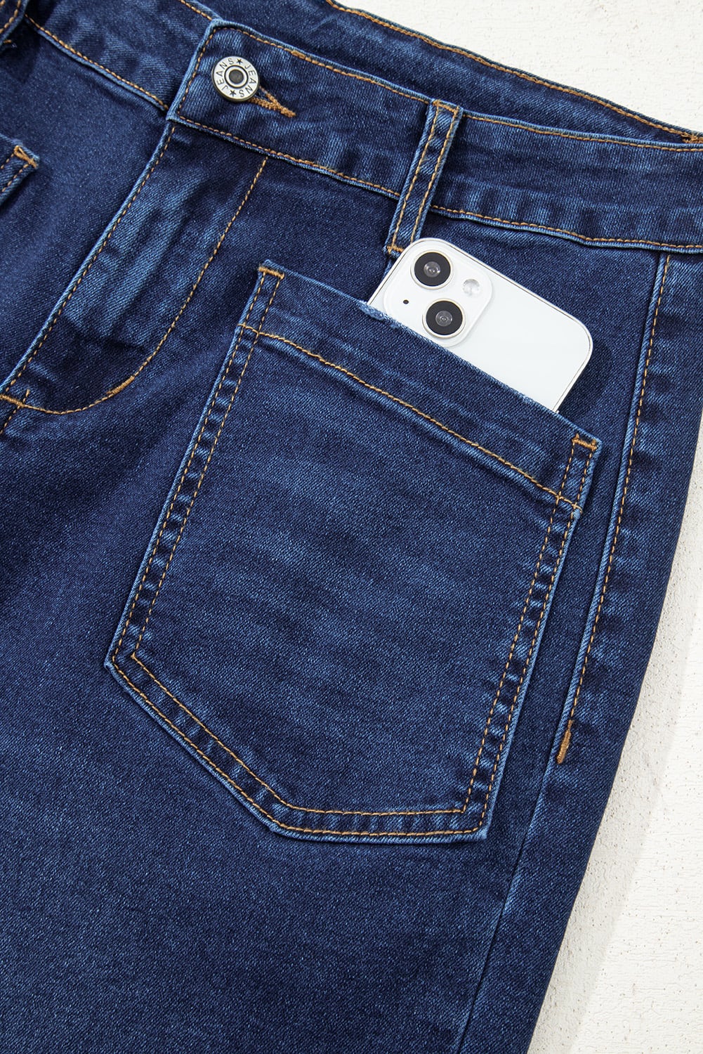 Sail Blue Mimimalist Patch Pocket Womens Shift Jeans