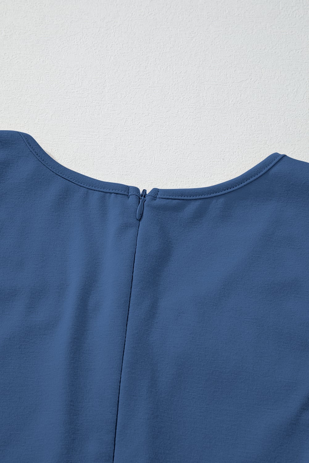 Sail Blue Solid Color Pleated Detail Elastic Waist Sleeveless Jumpsuit