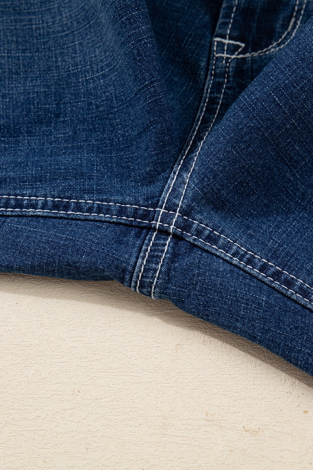Sail Blue Stitched Waist Detail Loose Cuffed Jeans