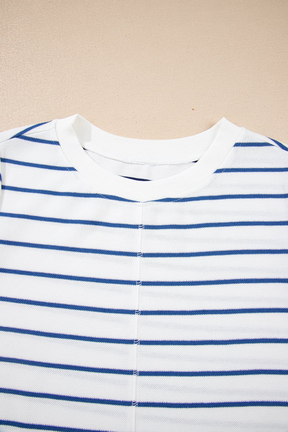 Sail Blue Striped Long Sleeve Top Drawstring Wide Leg Pants 2pcs Outfit