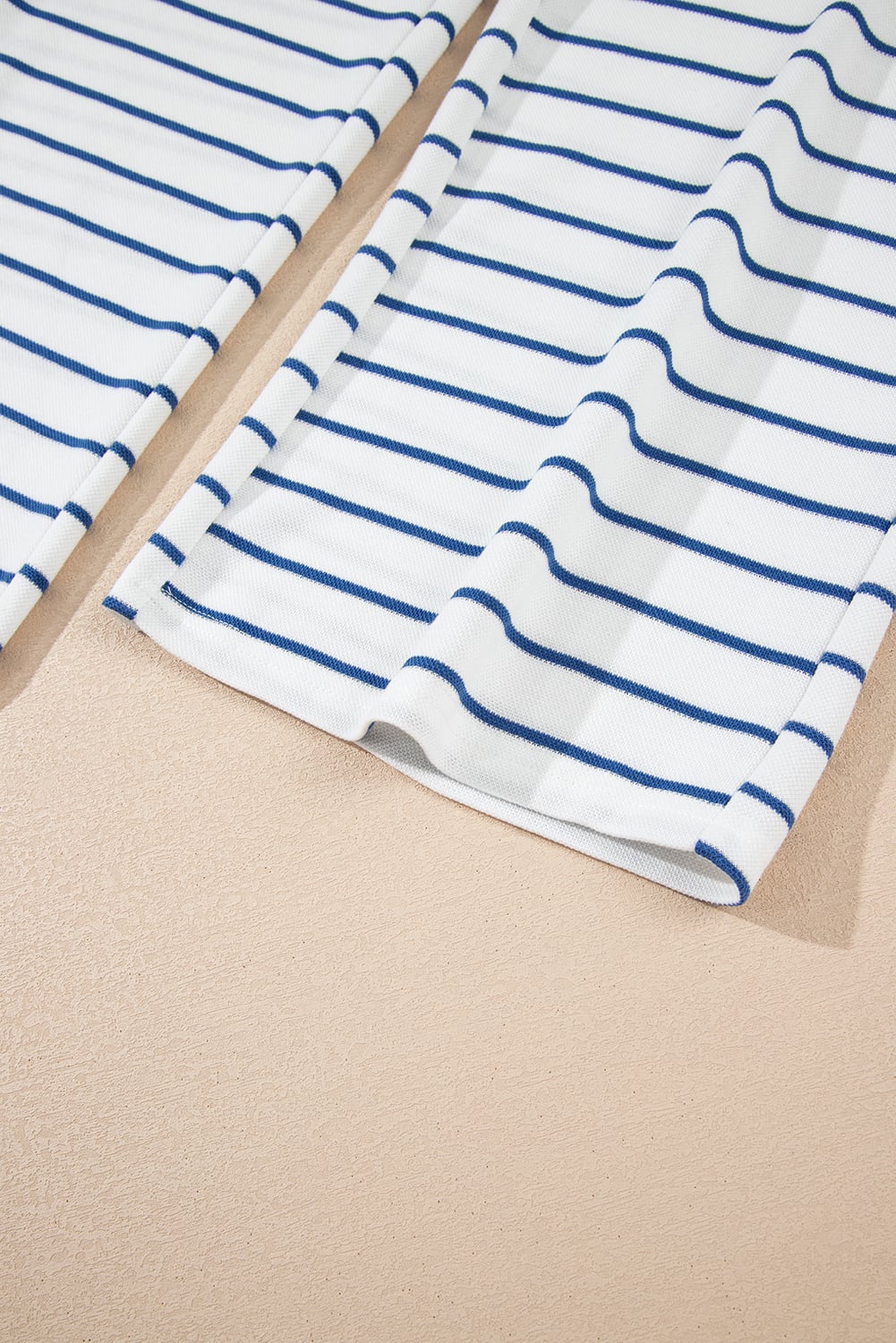 Sail Blue Striped Long Sleeve Top Drawstring Wide Leg Pants 2pcs Outfit