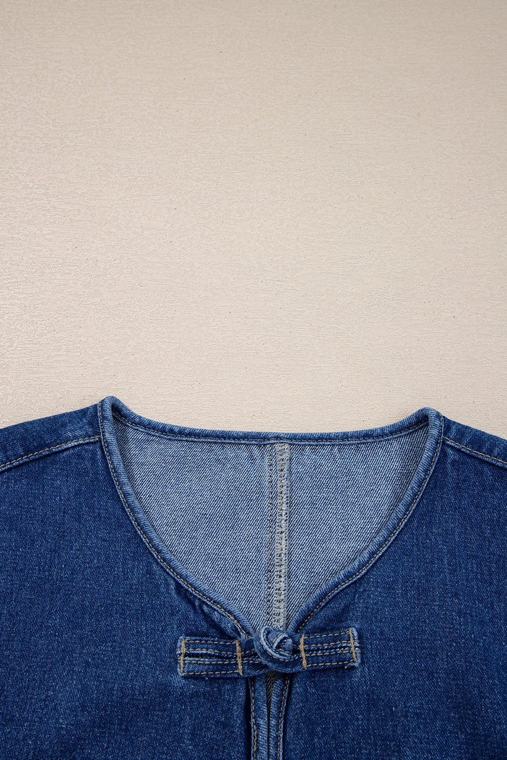Sail Blue Vintage Fastening Big Patched Pockets Straight Cut Deep Wash Denim Jacket