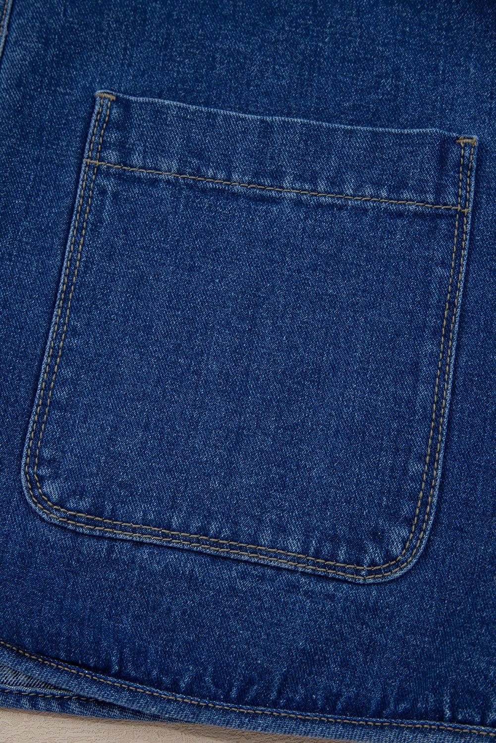 Sail Blue Vintage Fastening Big Patched Pockets Straight Cut Deep Wash Denim Jacket