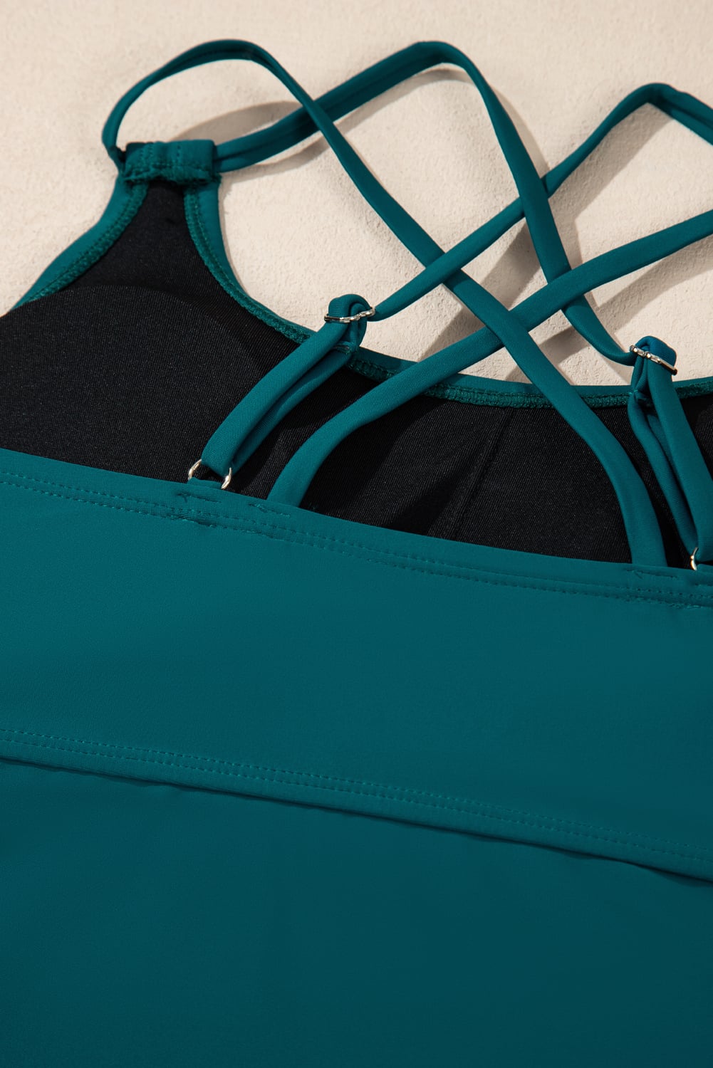 Sea Green Drawstring Tummy Control Mix-and-match 2pcs Tankini Swimsuit