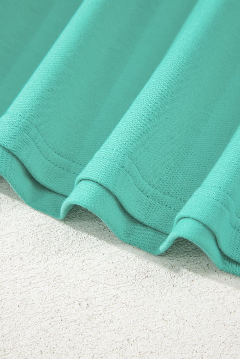 Sea Green Drop Shoulder V Neck Pullover Top and Drawstring Short Plus Size Set