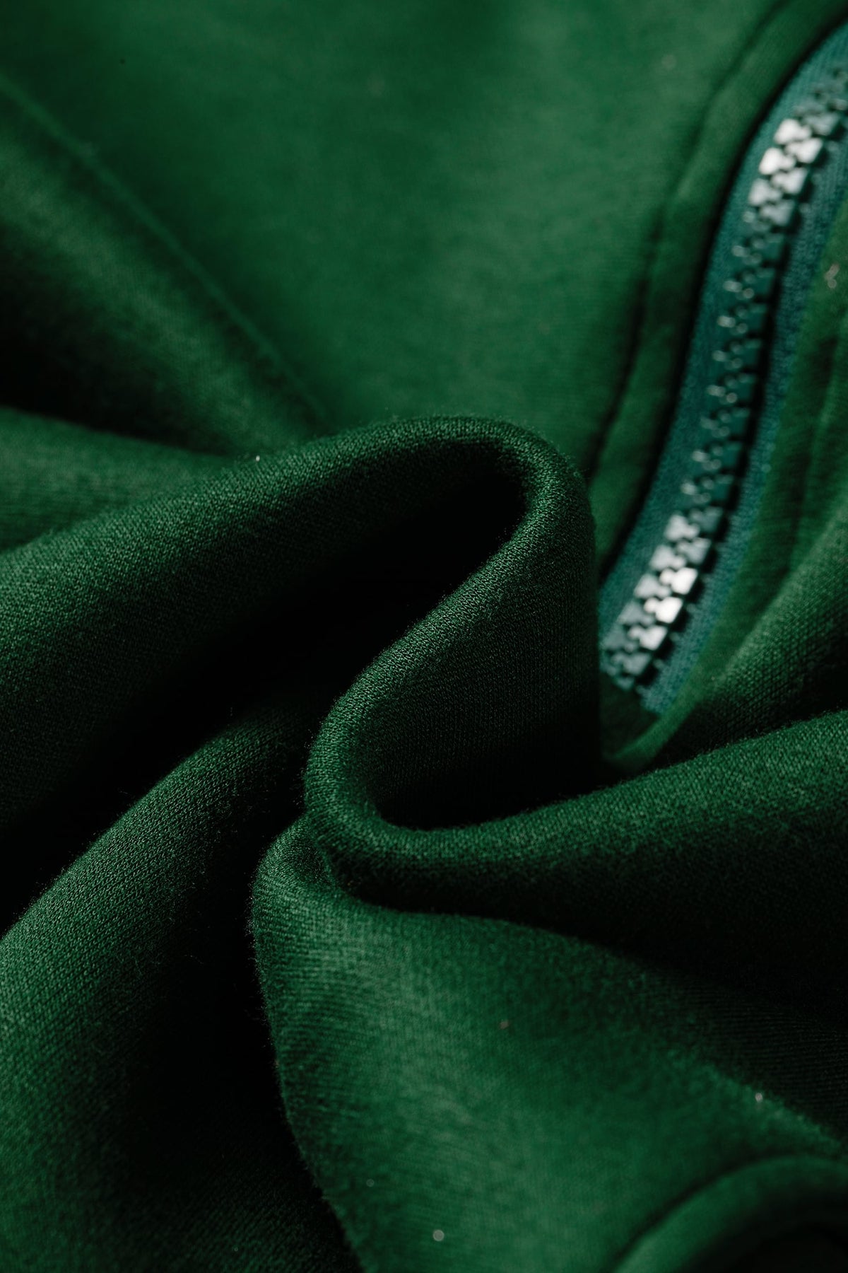 Sea Green High Neck Zip-Up Loose Fit Long Sleeve Sweatshirt