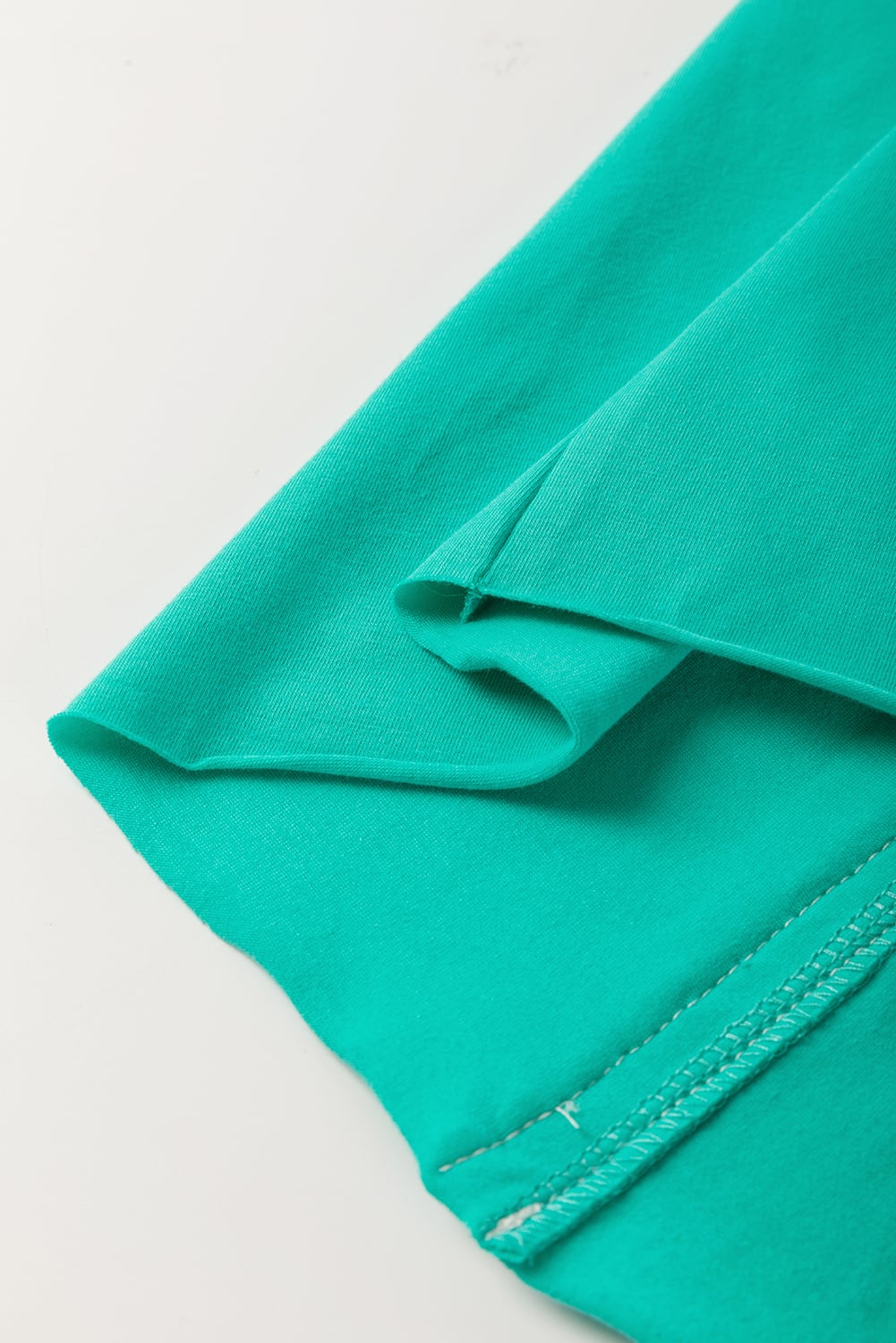 Sea Green Lace Bow Raw Edge Drop Shoulder Casual T Shirt