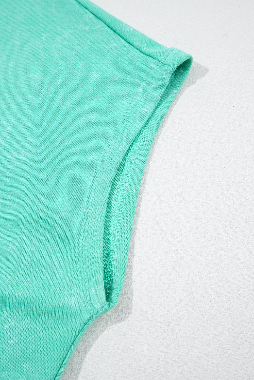Sea Green Mineral Wash Drawstring Elastic Waistband Hollow Out Back Short Sleeve Romper