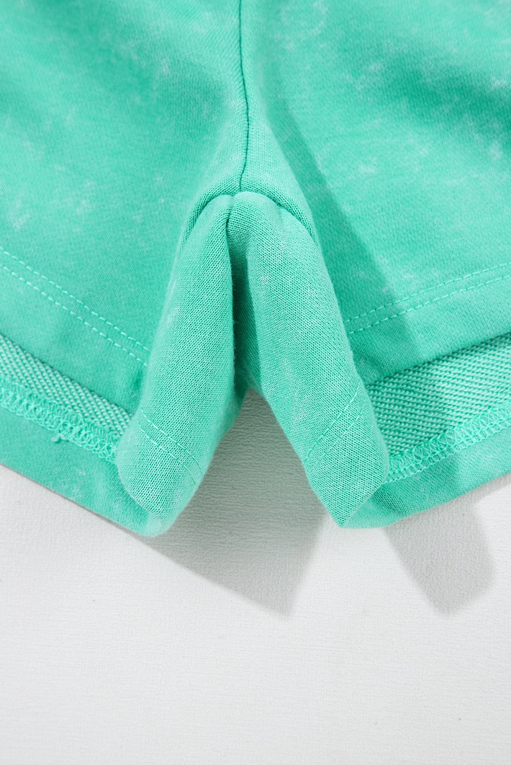 Sea Green Mineral Wash Drawstring Elastic Waistband Hollow Out Back Short Sleeve Romper