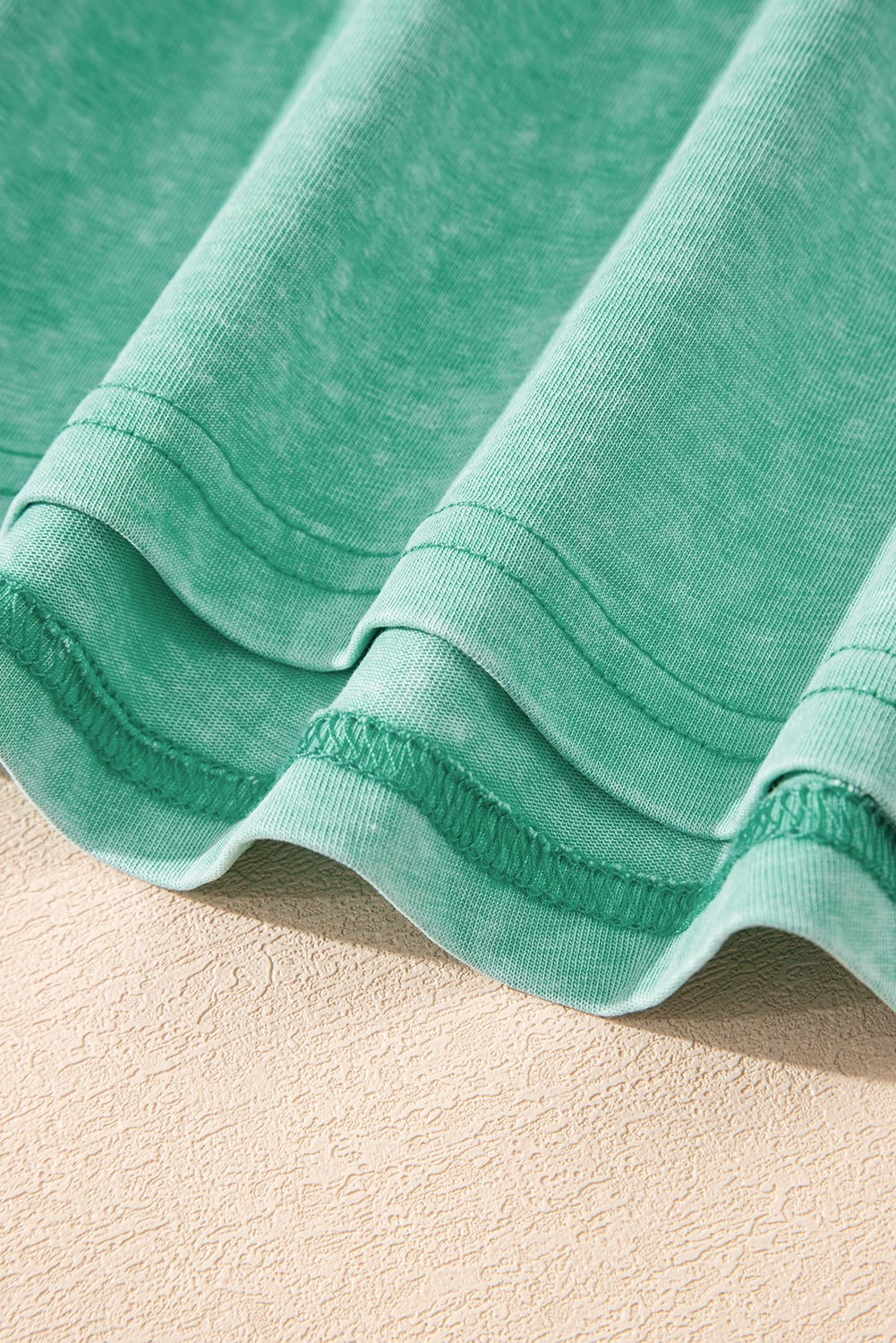 Sea Green Mineral Wash Patched Chest Pocket Casual Tank Top