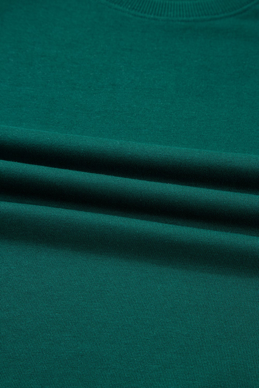 Sea Green Solid Color Pullover Top Varsity Stripe Detail Loose Drawstring Pants Set