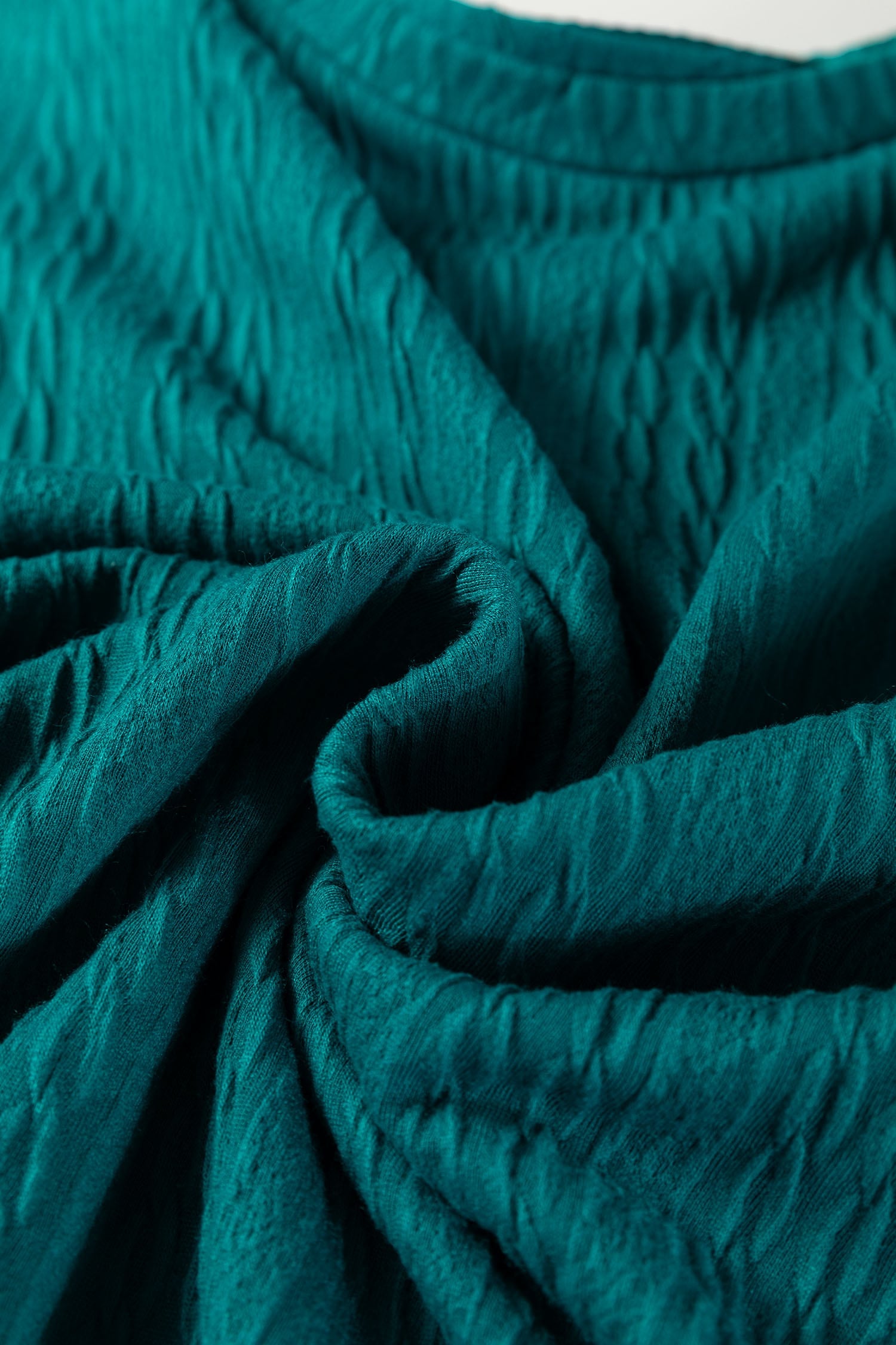 Sea Green Textured Round Neck Sweatshirt & Loose Drawstring High Waist Pant Set