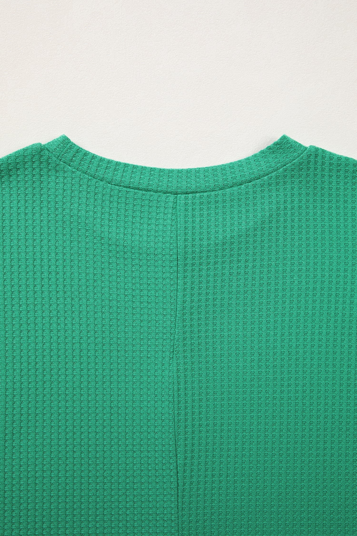 Sea Green Waffle Textured Knit Dolman Short Sleeve Loose Top