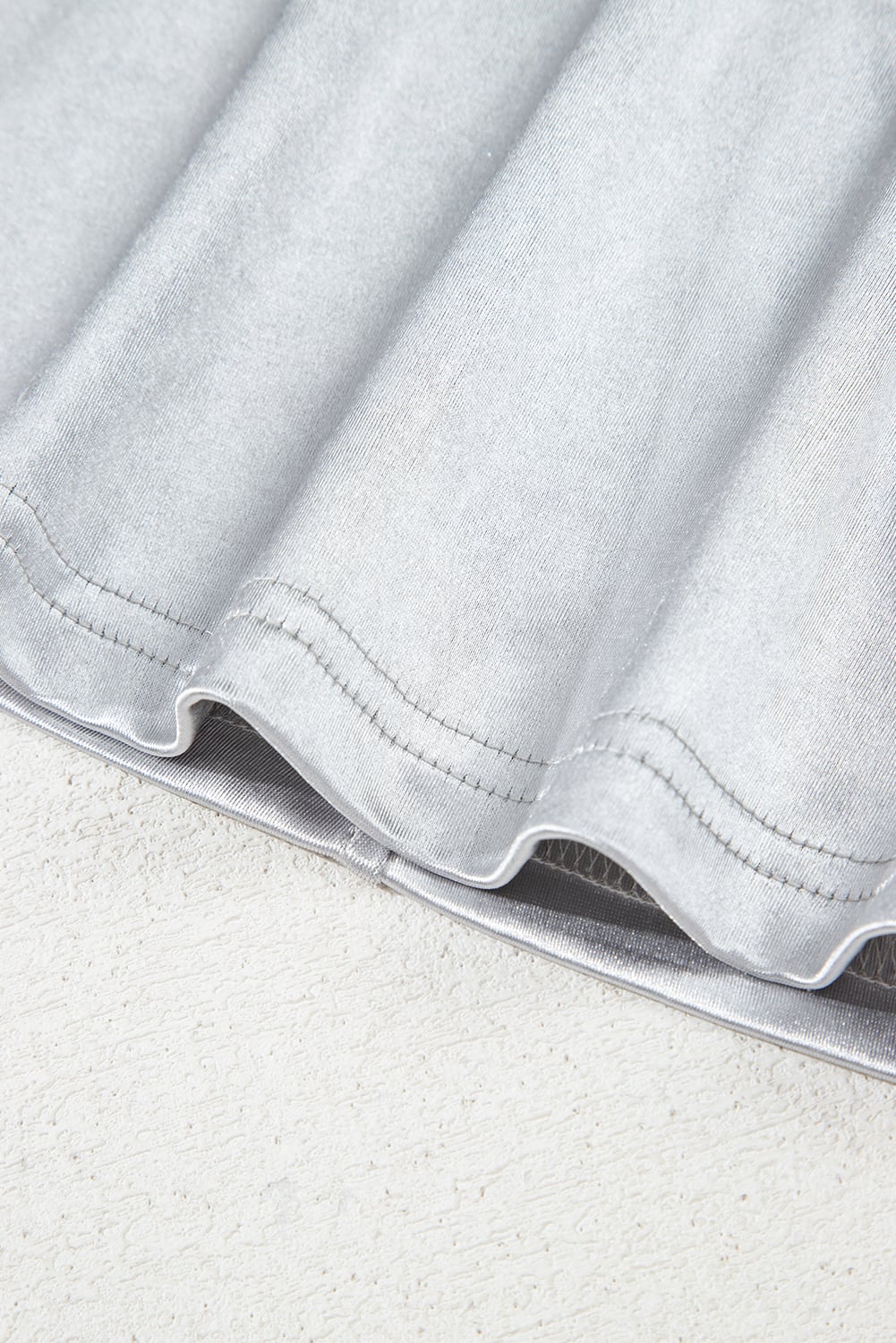 Silvery Metallic Luster Crew Neck Shift Tank Top