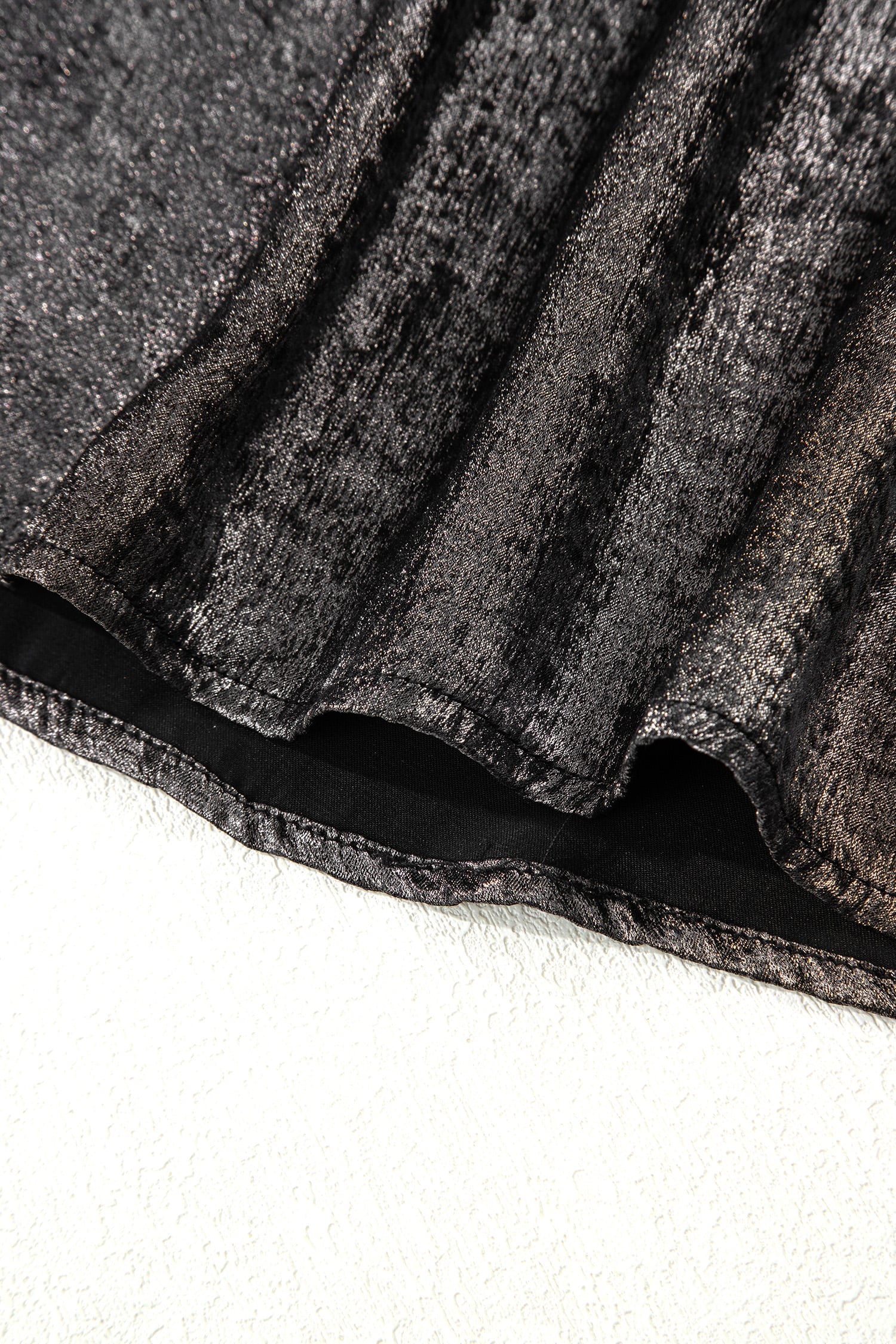 Silvery Metallic Round Neck Ruffle Trim Sleeveless Top