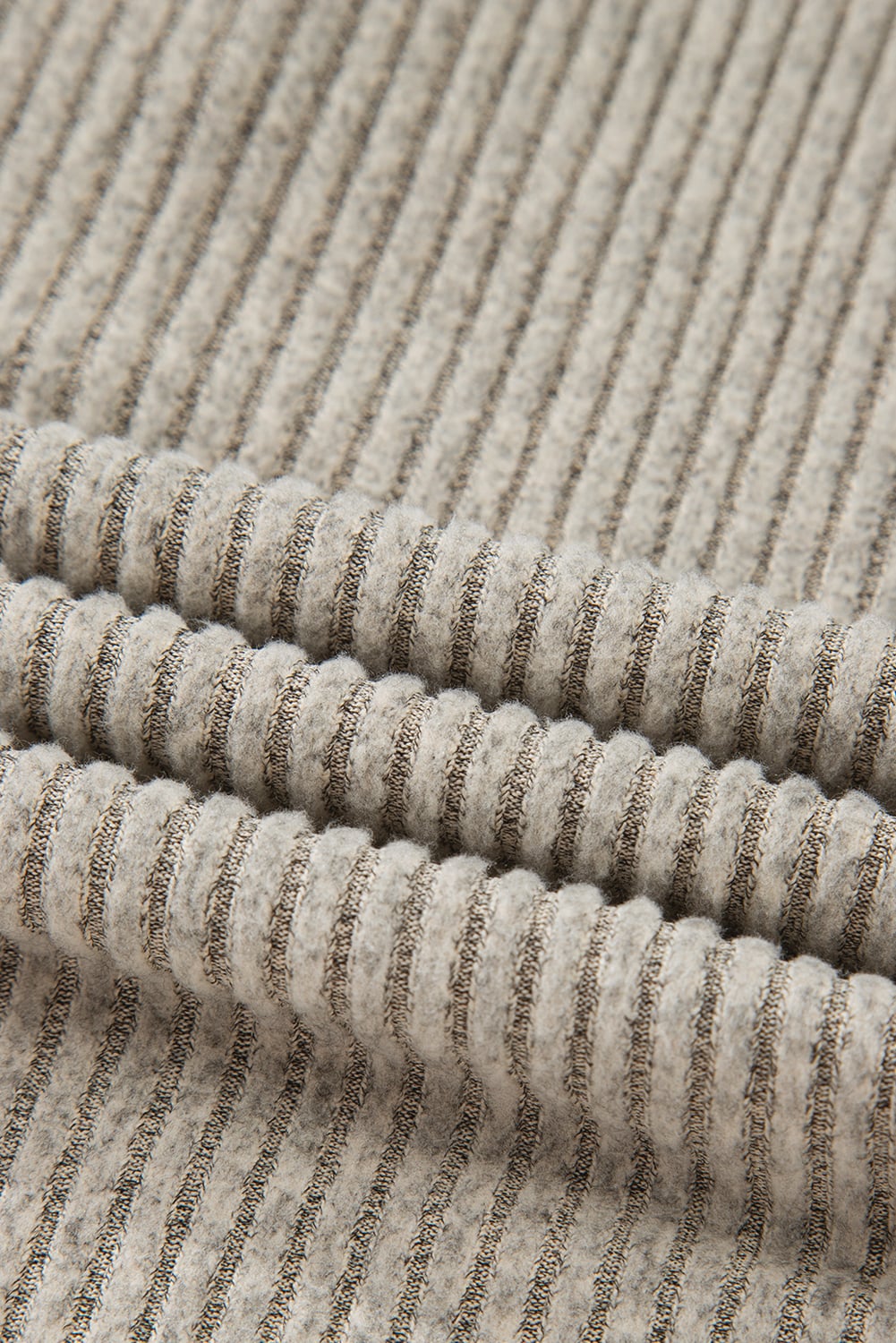 Simply Taupe Ribbed Texture Drop Shoulder Henley Knit Top
