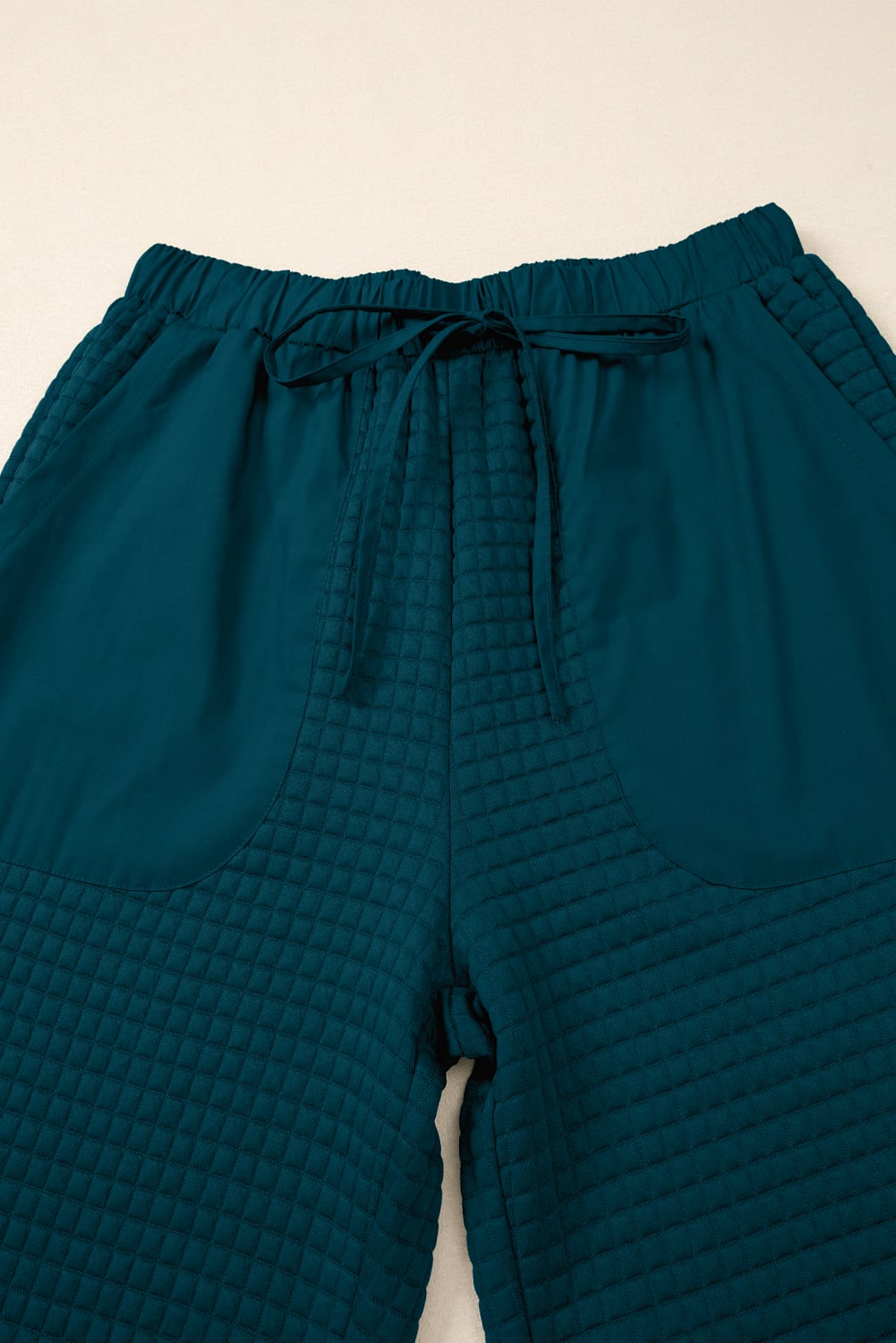 Skobeloff Waffled Textured Raw Edge Patchwork 2pcs Loose Pant Set